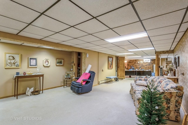 14119 W Maple Rd, Mokena, IL 60448 - carpeted living area with a paneled ceiling and baseboards