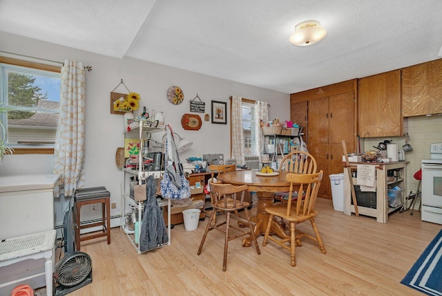107 N Elm St, Gardner, IL 60424 - dining space featuring light wood-style floors, healthy amount of natural light, and a textured ceiling