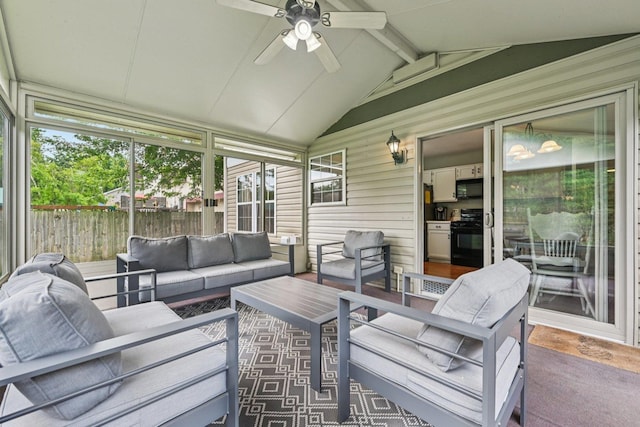 1643 Warrington Ln, Crystal Lake, IL 60014 - sunroom featuring a ceiling fan and outdoor lounge area