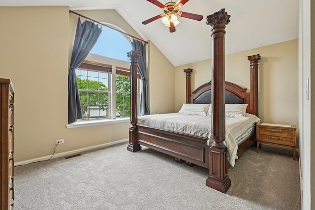1643 Warrington Ln, Crystal Lake, IL 60014 - bedroom with lofted ceiling, carpet, and a ceiling fan