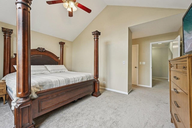 1643 Warrington Ln, Crystal Lake, IL 60014 - bedroom with vaulted ceiling, light colored carpet, and a ceiling fan