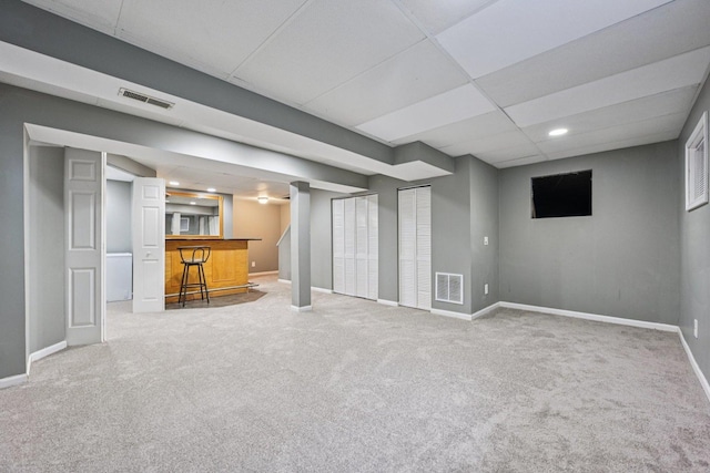 1643 Warrington Ln, Crystal Lake, IL 60014 - finished basement featuring bar, carpet floors, and recessed lighting