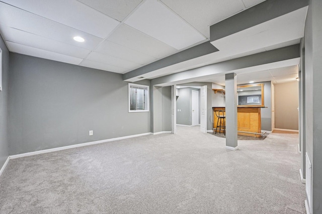 1643 Warrington Ln, Crystal Lake, IL 60014 - finished below grade area featuring carpet flooring, a bar, and a drop ceiling