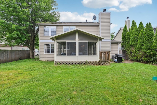 1643 Warrington Ln, Crystal Lake, IL 60014 - rear view of property featuring a sunroom and a chimney