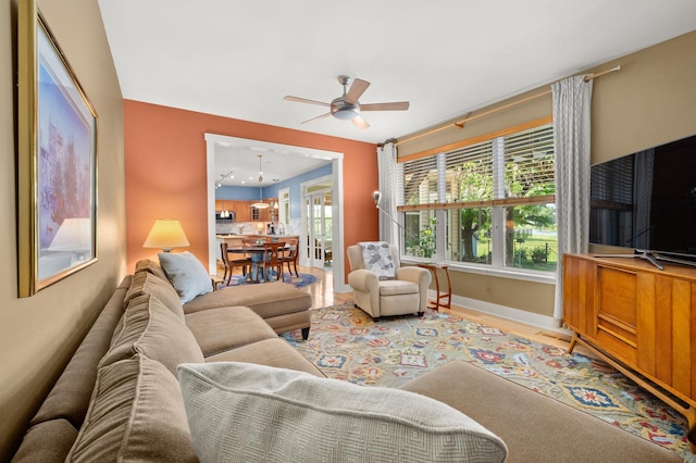 1639 Brower Pl, Sycamore, IL 60178 - living area with ceiling fan and wood finished floors