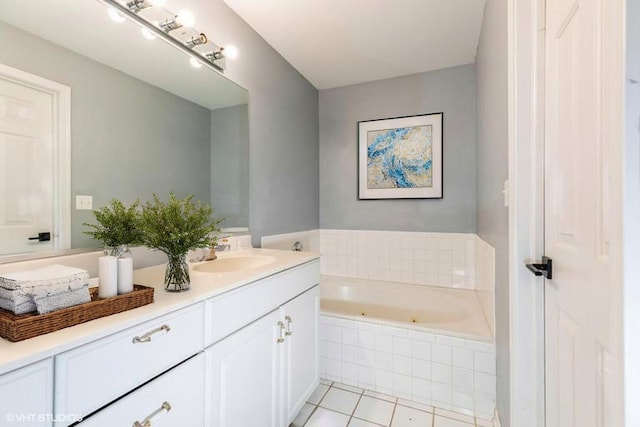 3521 Park Pl, Flossmoor, IL 60422 - bathroom featuring vanity, a jetted tub, and tile patterned flooring