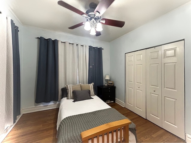 629 Garfield St Unit 1N, Oak Park, IL 60304 - bedroom with wood finished floors, ceiling fan, and a closet