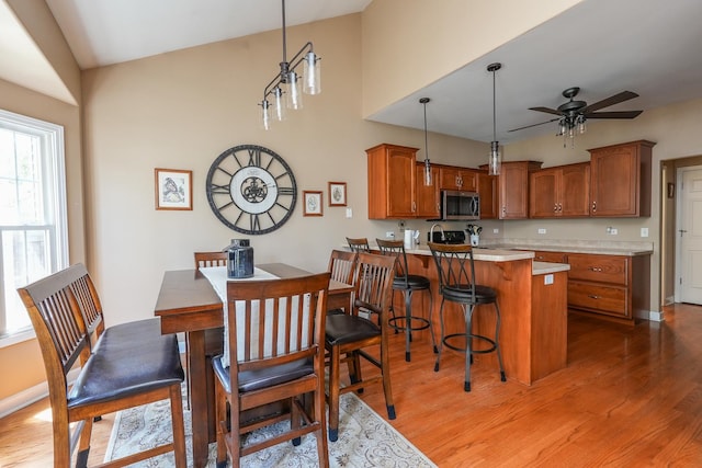 236 Marquette Pl S, Manteno, IL 60950 - dining space with light wood-type flooring and ceiling fan