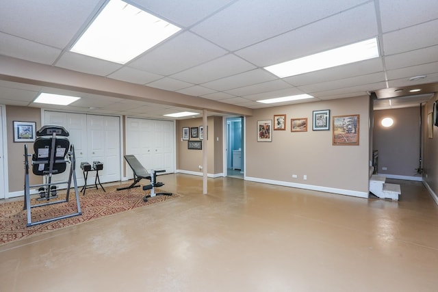 236 Marquette Pl S, Manteno, IL 60950 - exercise room featuring a paneled ceiling and baseboards