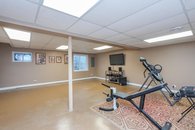 236 Marquette Pl S, Manteno, IL 60950 - workout room featuring baseboards and a drop ceiling