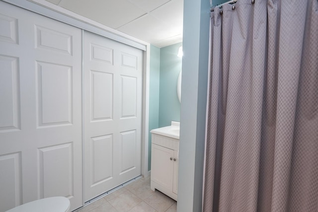 236 Marquette Pl S, Manteno, IL 60950 - full bathroom featuring vanity, tile patterned flooring, and a shower with curtain