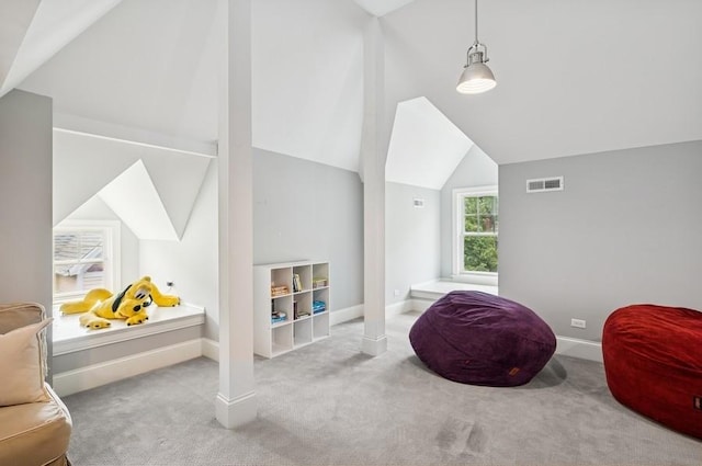 924 Linden Ave, Wilmette, IL 60091 - sitting room featuring lofted ceiling and carpet flooring