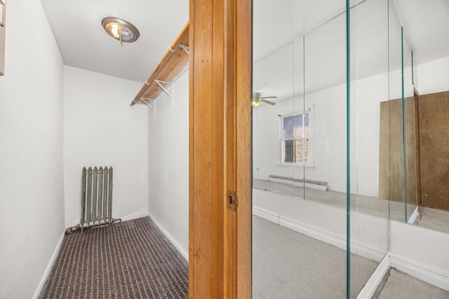 7647 S Calumet Ave, Chicago, IL 60619 - spacious closet featuring radiator, baseboard heating, carpet, and a ceiling fan