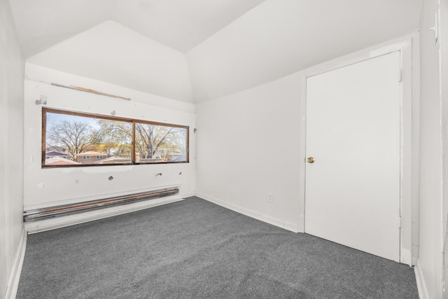 7647 S Calumet Ave, Chicago, IL 60619 - empty room featuring carpet, lofted ceiling, and baseboard heating
