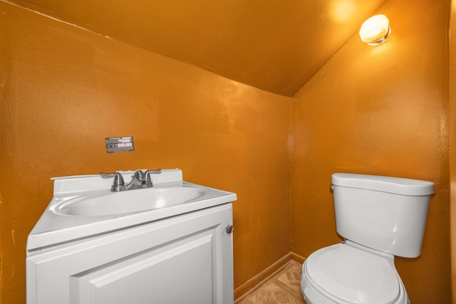 7647 S Calumet Ave, Chicago, IL 60619 - half bath featuring vanity and vaulted ceiling