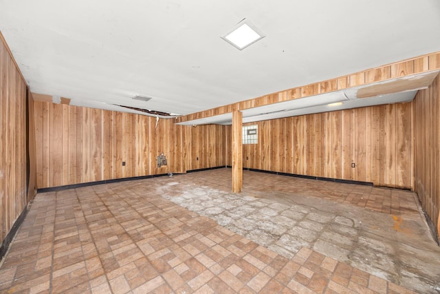 7647 S Calumet Ave, Chicago, IL 60619 - finished basement with brick patterned floors and wood walls