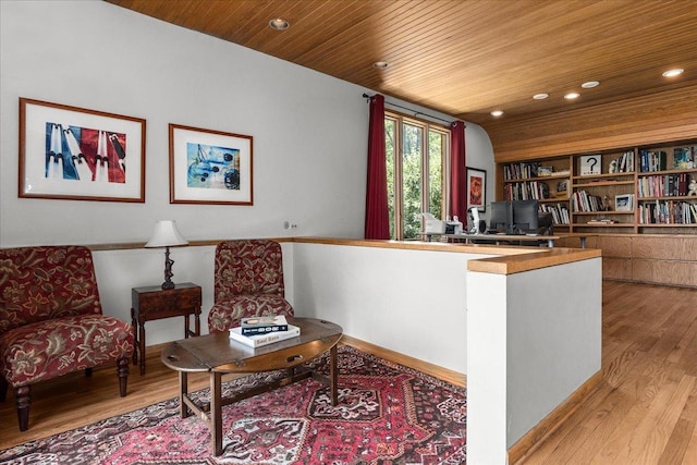 67 Brandon Rd, Northfield, IL 60093 - home office with wooden ceiling, wood finished floors, and recessed lighting