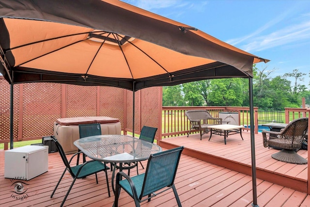 3830 W 154th Pl, Markham, IL 60428 - wooden terrace with a gazebo, outdoor dining space, and an outdoor hangout area