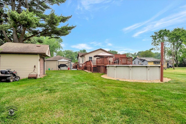 3830 W 154th Pl, Markham, IL 60428 - view of grassy yard with a deck and an outdoor pool