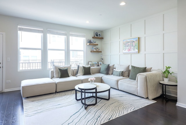 3551 Kemper Dr, Woodridge, IL 60517 - living room featuring dark wood-type flooring, healthy amount of natural light, and recessed lighting