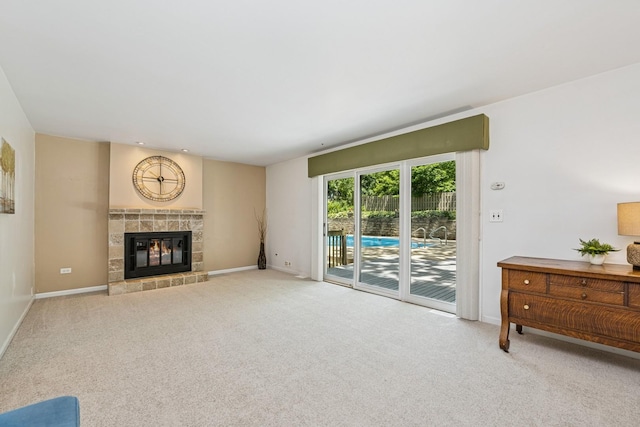 4816 Hickory Way, Johnsburg, IL 60051 - carpeted living room featuring baseboards and a fireplace