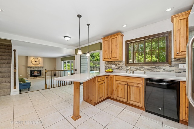4816 Hickory Way, Johnsburg, IL 60051 - kitchen with dishwasher, open floor plan, light countertops, tasteful backsplash, and recessed lighting