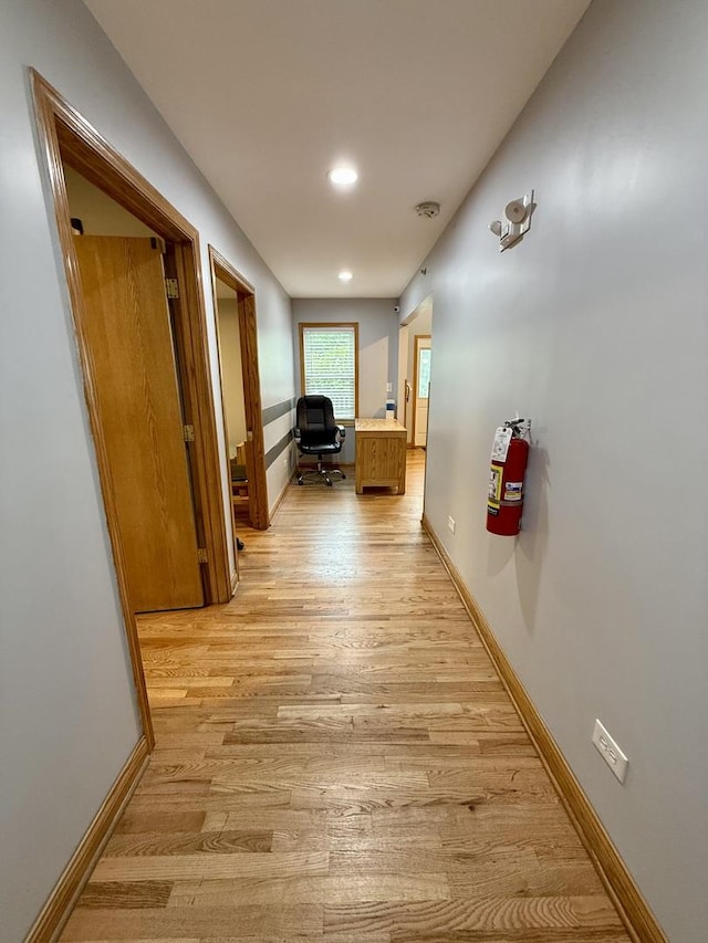 14401 Pulaski Rd, Midlothian, IL 60445 - hall with light wood-type flooring, recessed lighting, and a desk
