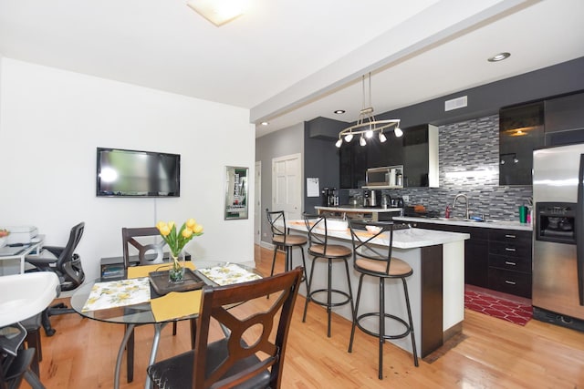 4220 S Champlain Ave Unit 2N, Chicago, IL 60653 - dining area featuring light wood-style flooring and recessed lighting