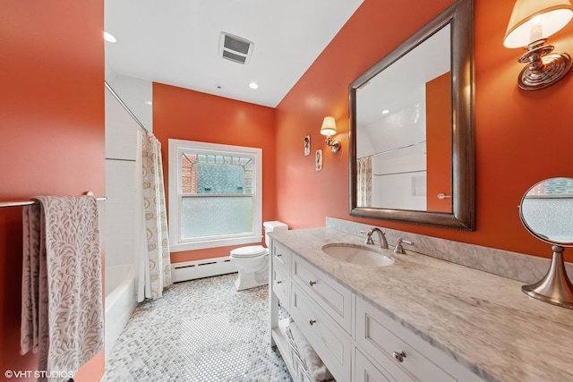 1419 Judson Ave, Evanston, IL 60201 - full bath with baseboard heating, vanity, and shower / tub combo