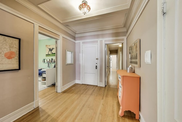 5502 S Hyde Park Blvd Unit 2, Chicago, IL 60637 - entryway with crown molding, light wood finished floors, and coffered ceiling