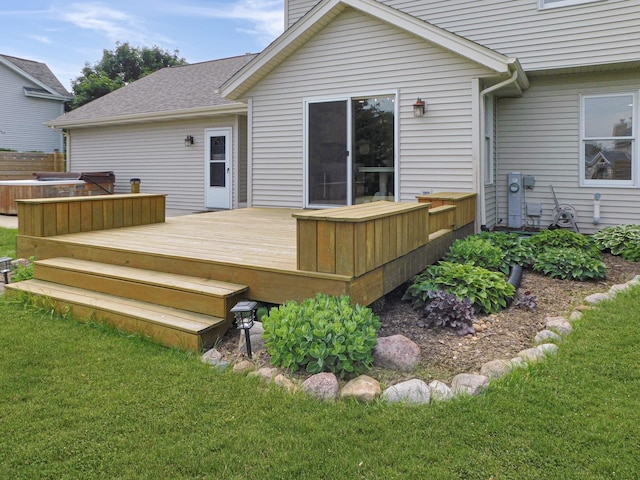 1637 Old Field Ct, Rockton, IL 61072 - wooden deck featuring a lawn