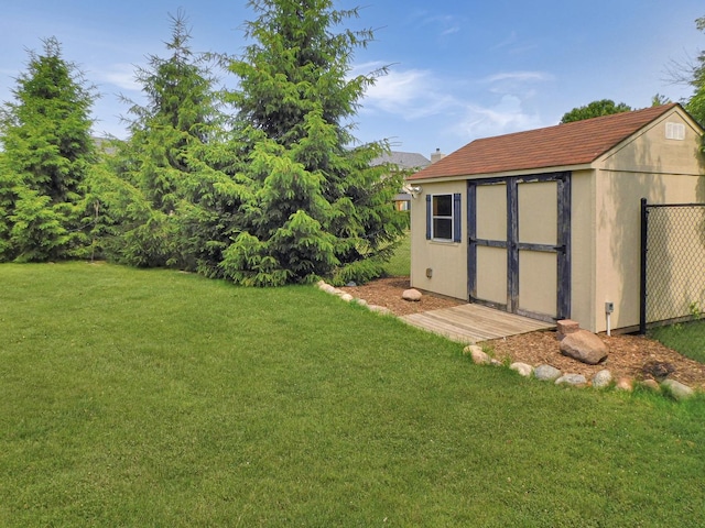 1637 Old Field Ct, Rockton, IL 61072 - view of grassy yard featuring a shed