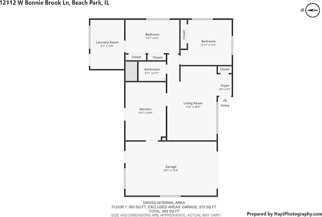 12112 W Bonnie Brook Ln, Beach Park, IL 60087 - view of property floor plan