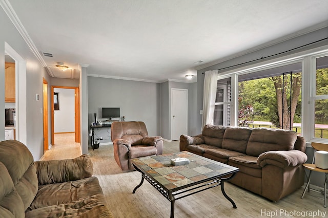 12112 W Bonnie Brook Ln, Beach Park, IL 60087 - living area featuring light wood-style flooring and ornamental molding