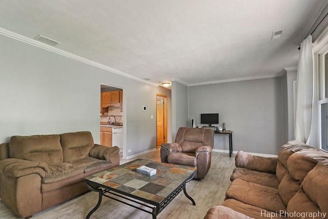 12112 W Bonnie Brook Ln, Beach Park, IL 60087 - living area with light wood-type flooring and ornamental molding