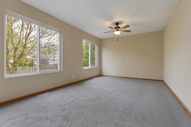 838 Valley Stream Dr, Pingree Grove, IL 60140 - carpeted empty room with baseboards and ceiling fan