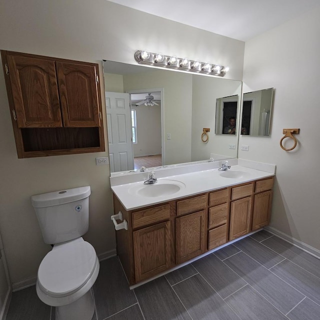 4029 Boulder Ct, Aurora, IL 60504 - full bathroom featuring double vanity and ceiling fan