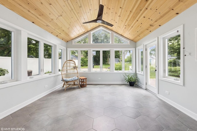 220 E Elm St, Wheaton, IL 60189 - unfurnished sunroom with wood ceiling, lofted ceiling, and tile patterned flooring