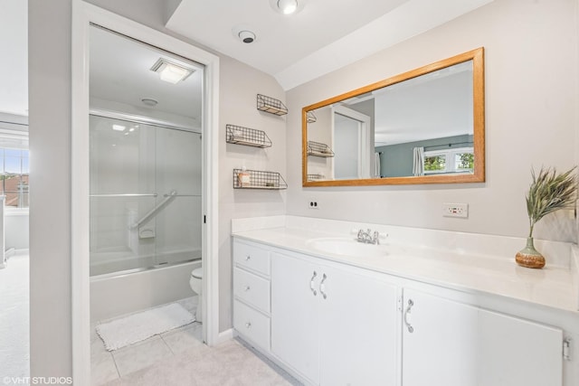220 E Elm St, Wheaton, IL 60189 - bathroom featuring vanity, bath / shower combo with glass door, and tile patterned flooring
