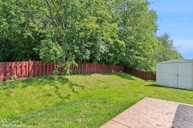 722 Eberly Ct, Plano, IL 60545 - fenced backyard featuring a storage shed and a patio