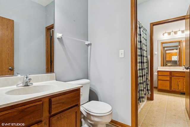 722 Eberly Ct, Plano, IL 60545 - full bathroom with vanity, a shower with shower curtain, and tile patterned flooring