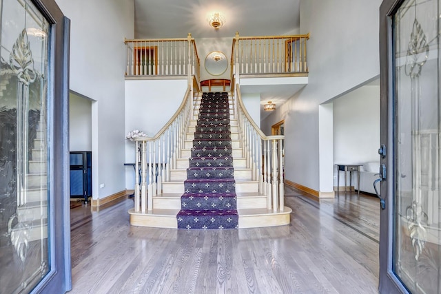 1383 Gordon Ln, Lemont, IL 60439 - entrance foyer featuring a high ceiling, wood finished floors, and stairs