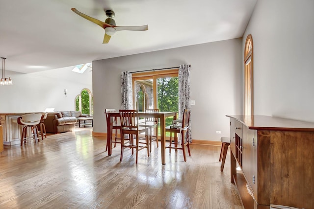 1383 Gordon Ln, Lemont, IL 60439 - dining room with a skylight, wood finished floors, and ceiling fan