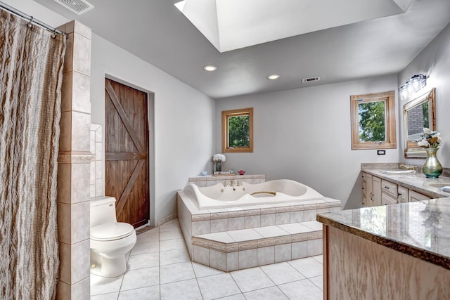 1383 Gordon Ln, Lemont, IL 60439 - bathroom with a bath, vanity, healthy amount of natural light, tile patterned flooring, and recessed lighting