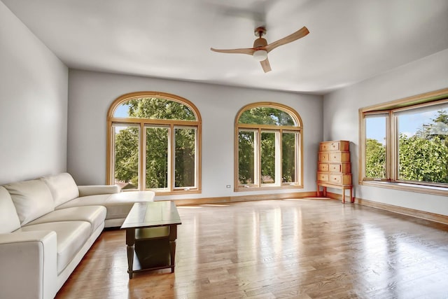 1383 Gordon Ln, Lemont, IL 60439 - living room featuring a ceiling fan and wood finished floors