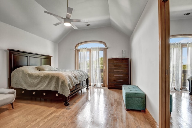 1383 Gordon Ln, Lemont, IL 60439 - bedroom featuring multiple windows, wood finished floors, lofted ceiling, and a ceiling fan