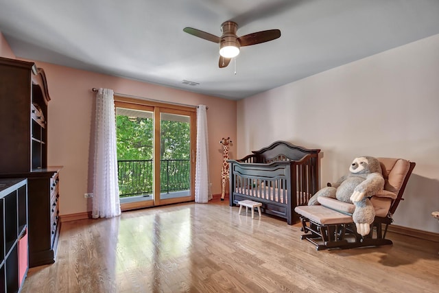 1383 Gordon Ln, Lemont, IL 60439 - bedroom featuring light wood-type flooring, ceiling fan, and access to exterior