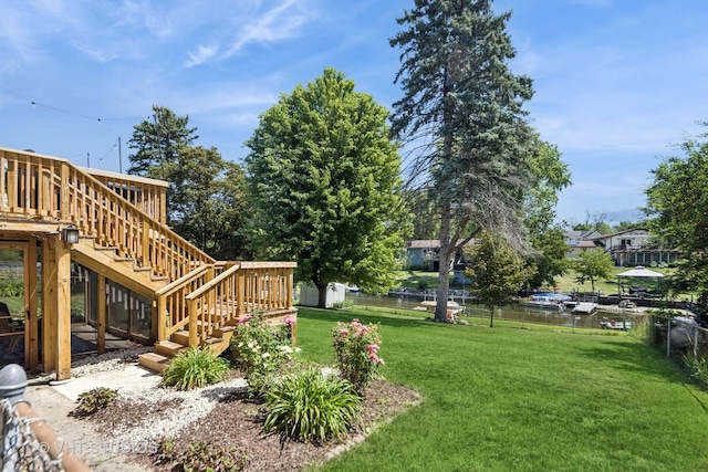 3004 Blarneystone Ln, Cary, IL 60013 - view of grassy yard with stairway and a wooden deck