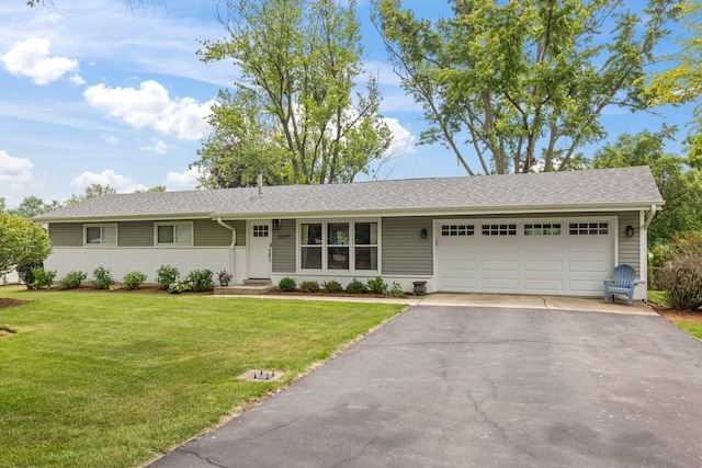 26W079 Thomas Rd, Wheaton, IL 60187 - single story home with a garage, driveway, a front yard, and roof with shingles