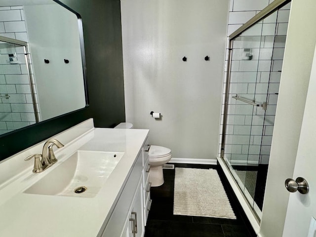 1389 Clifton Ave, Beecher, IL 60401 - bathroom with vanity, a stall shower, and tile patterned floors